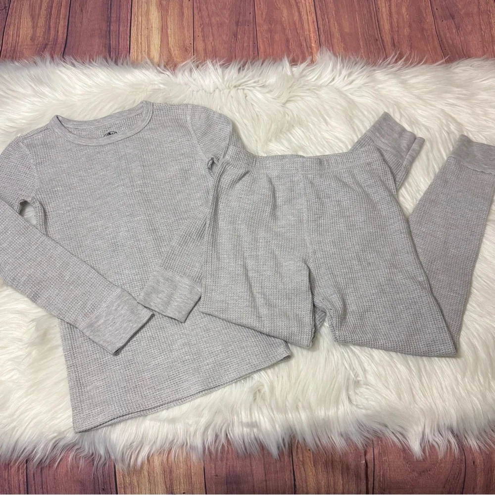 Athletic Works 2-Piece Thermal Set – Gray Heather – Boys Size M (8)